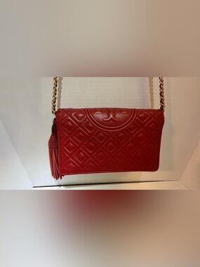 Tory Burch Fleming Clutch Red Leather